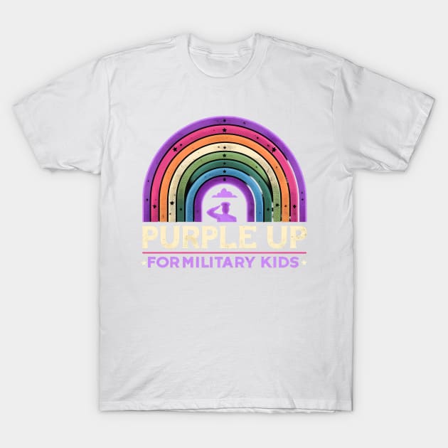 Purple Up For Military Kids Rainbow Silhouette T-Shirt by ThatVibe